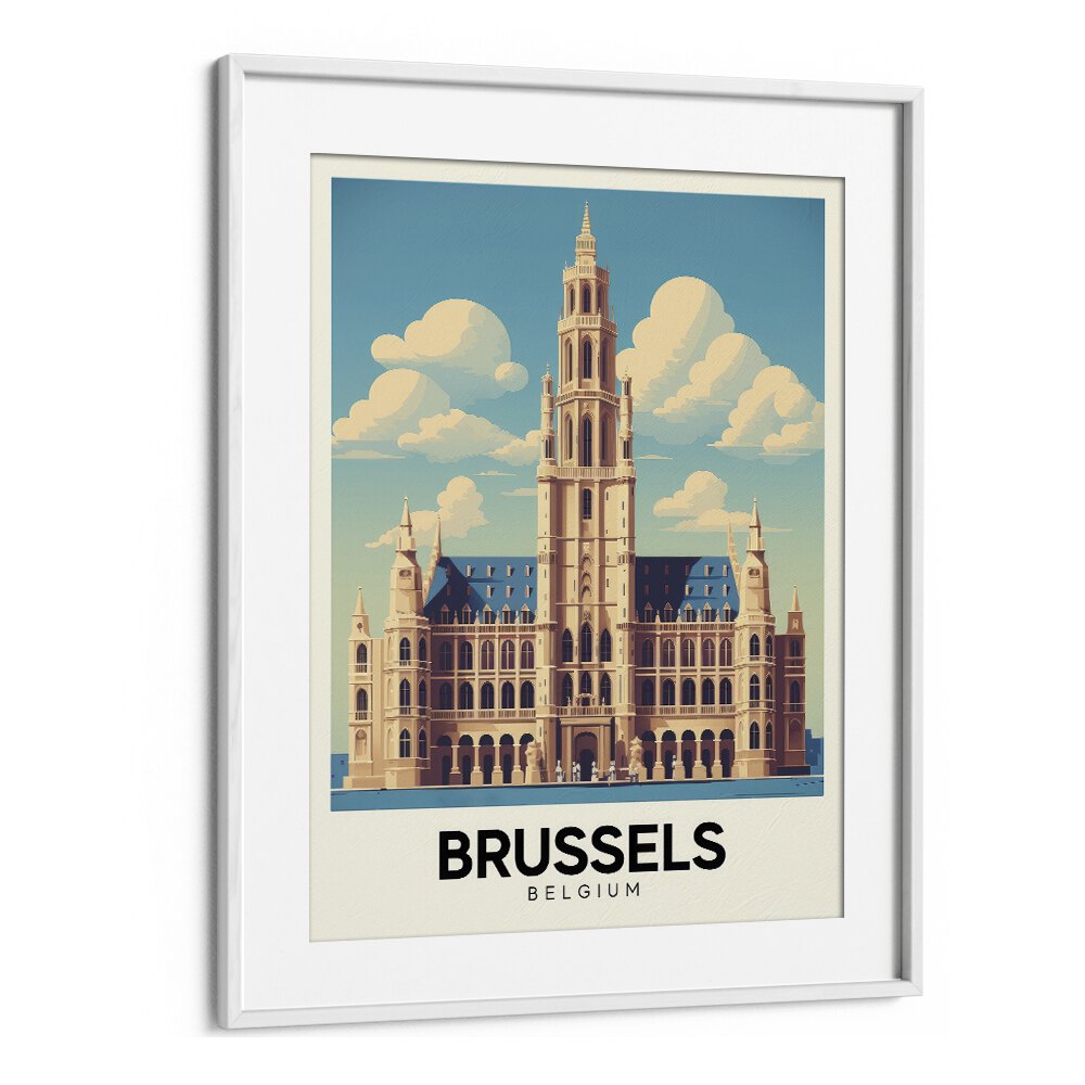 brussels-belgium I travel posters in White Frame With Mount