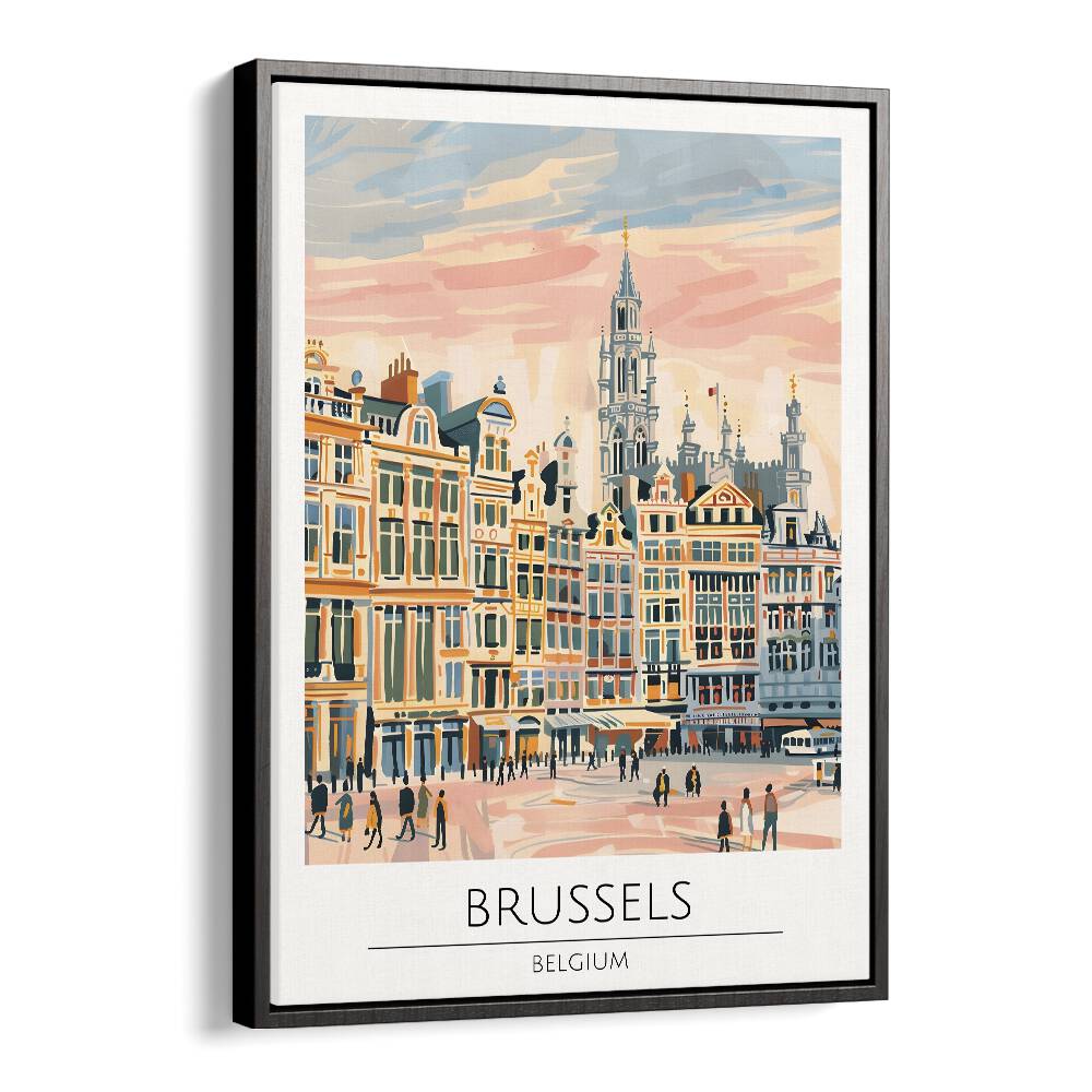 brussels-belgium travel posters in Black Floater Frame