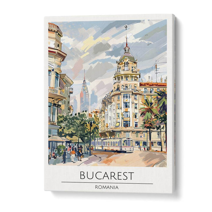 bucarest-romania travel posters in Gallery Wrap