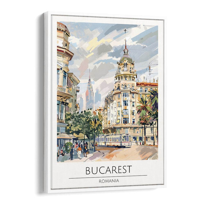 bucarest-romania travel posters in White Floater Frame