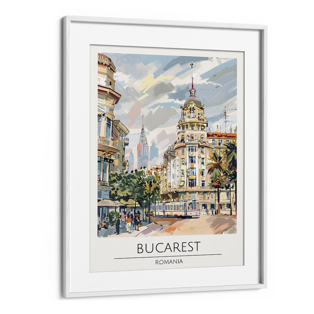 bucarest-romania travel posters in White Frame With Mount