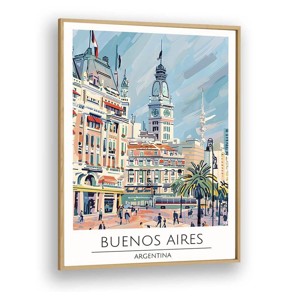 buenos aires-argentina travel posters in Oak Wood Plain Frame