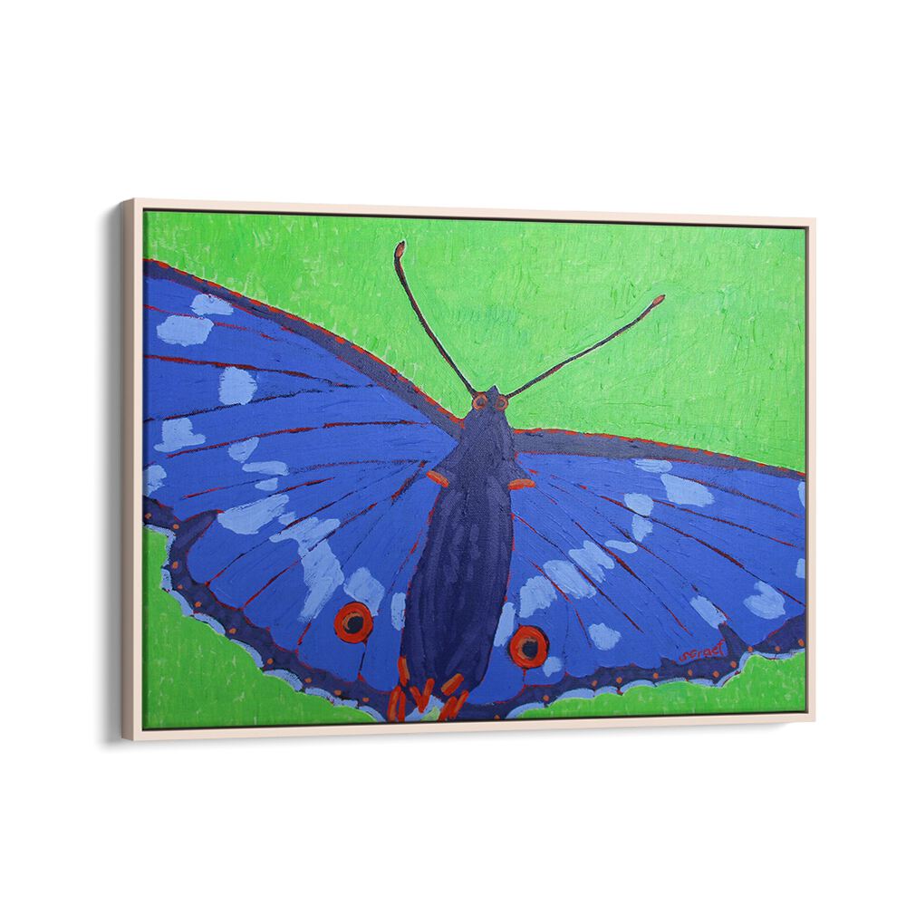 butterfly ii wildlife paintings in Oak Wood Floater Frame