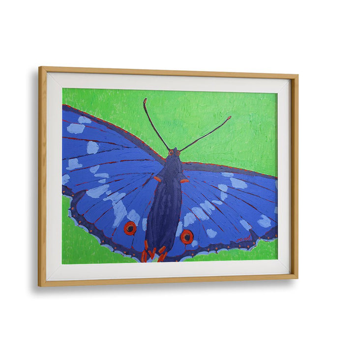 butterfly ii wildlife paintings in Oak Wood Frame With Mount