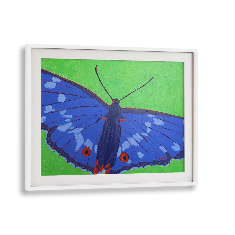 butterfly ii wildlife paintings in White Frame With Mount