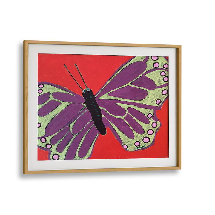 butterfly iii wildlife paintings in Oak Wood Frame With Mount