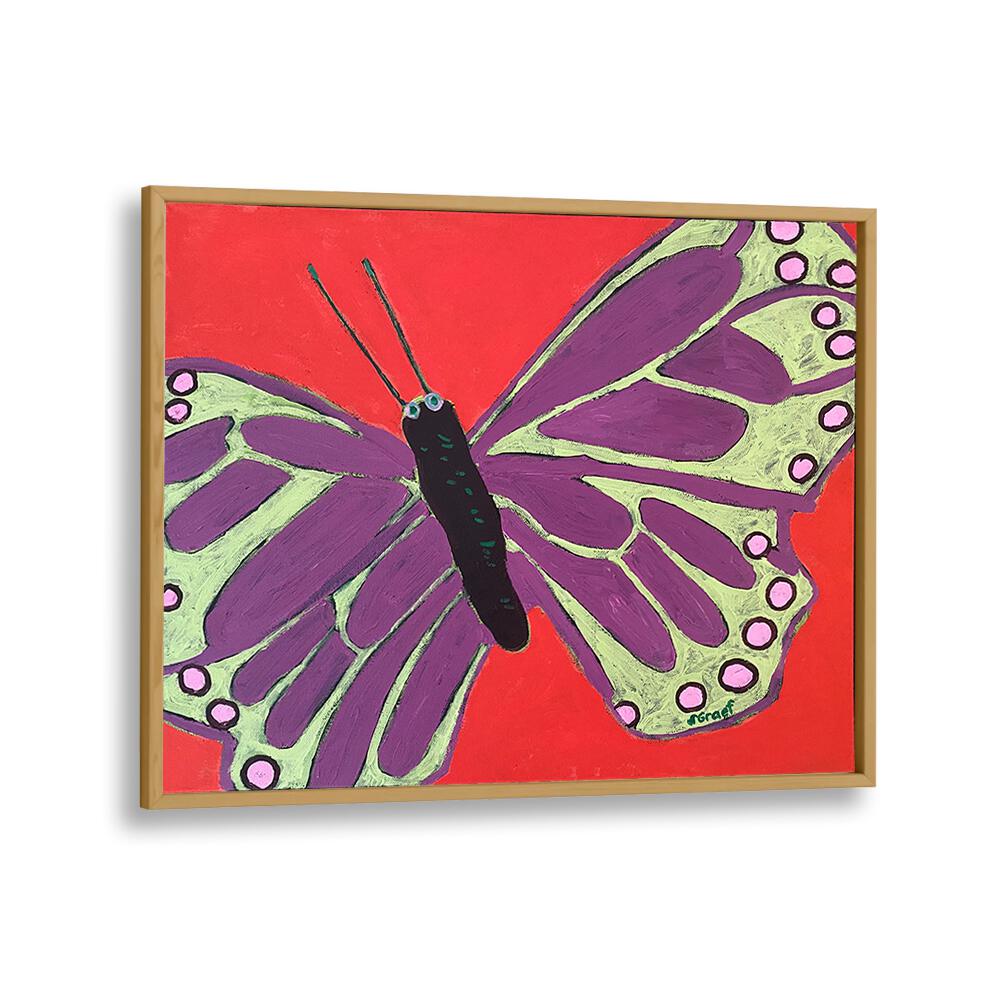 butterfly iii wildlife paintings in Oak Wood Plain Frame