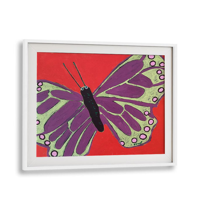 butterfly iii wildlife paintings in White Frame With Mount