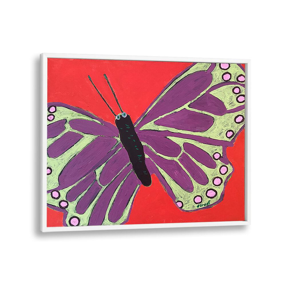 butterfly iii wildlife paintings in White Plain Frame