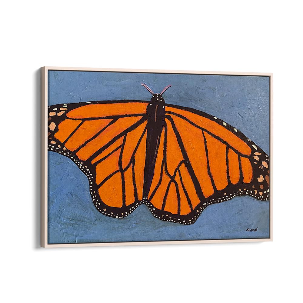 butterfly wildlife paintings in Oak Wood Floater Frame