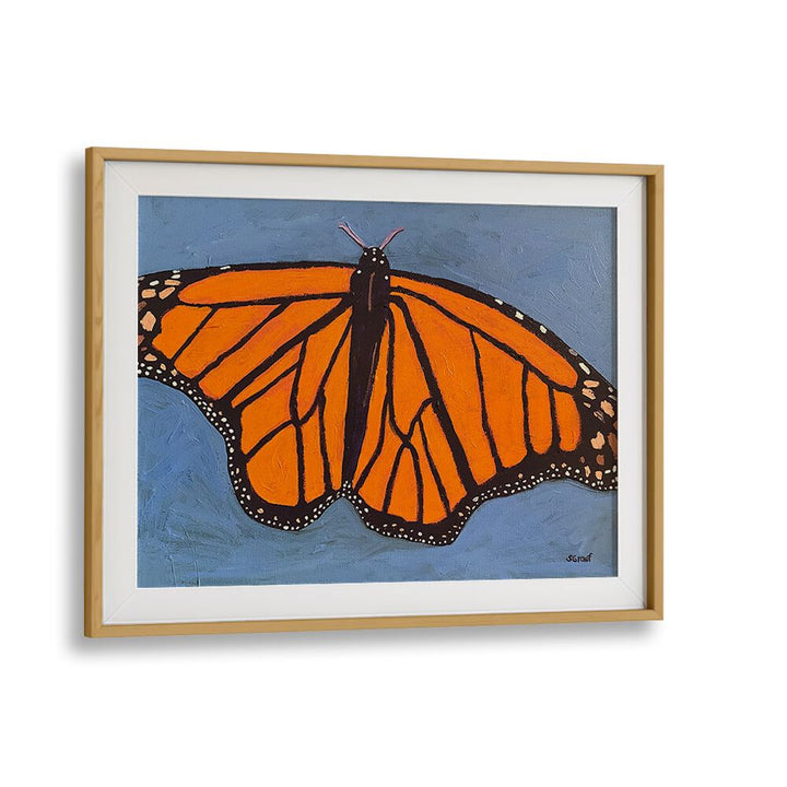 butterfly wildlife paintings in Oak Wood Frame With Mount
