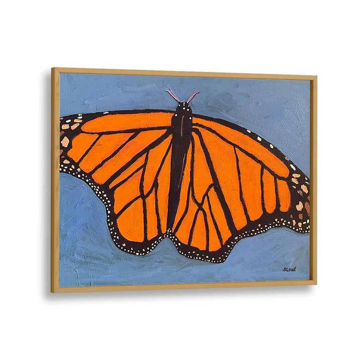 butterfly wildlife paintings in Oak Wood Plain Frame