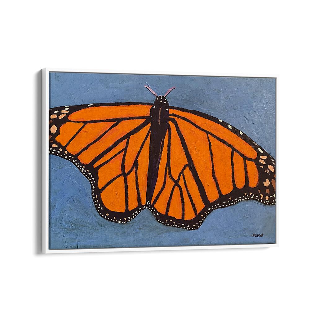 butterfly wildlife paintings in White Floater Frame