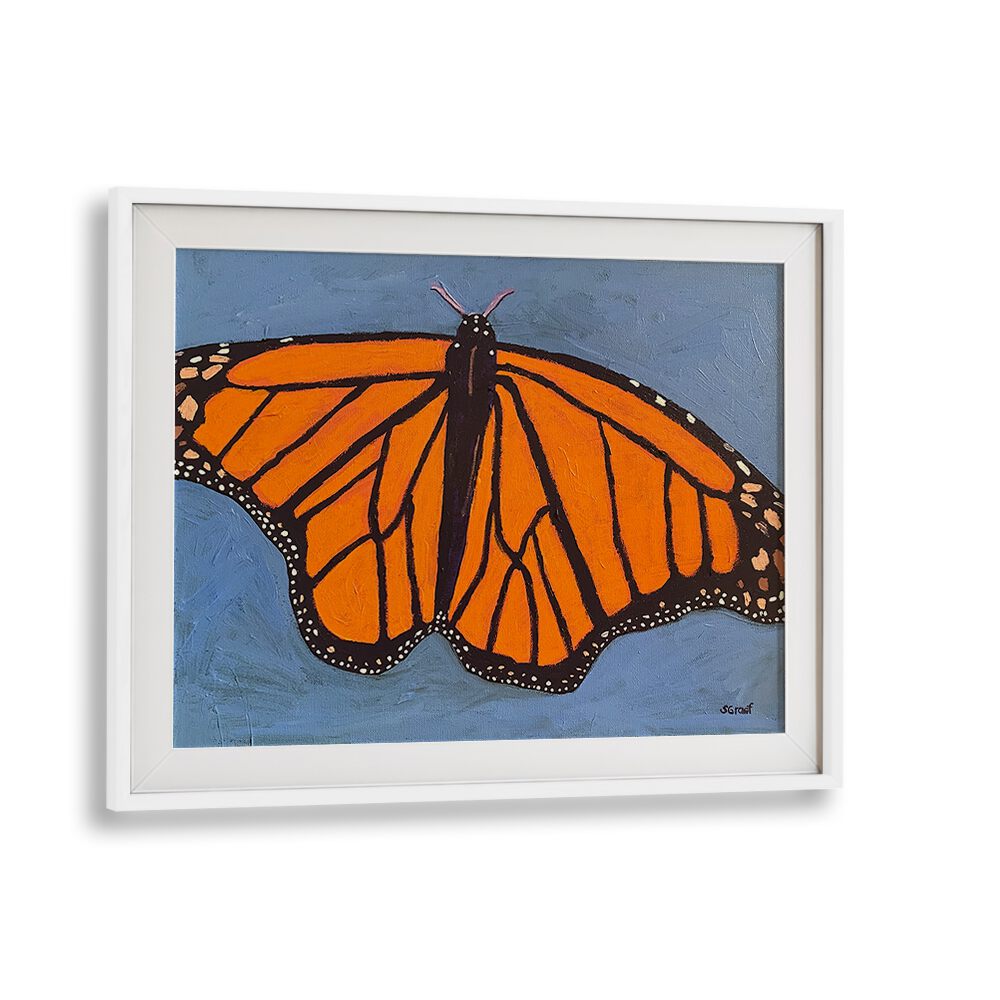 butterfly wildlife paintings in White Frame With Mount