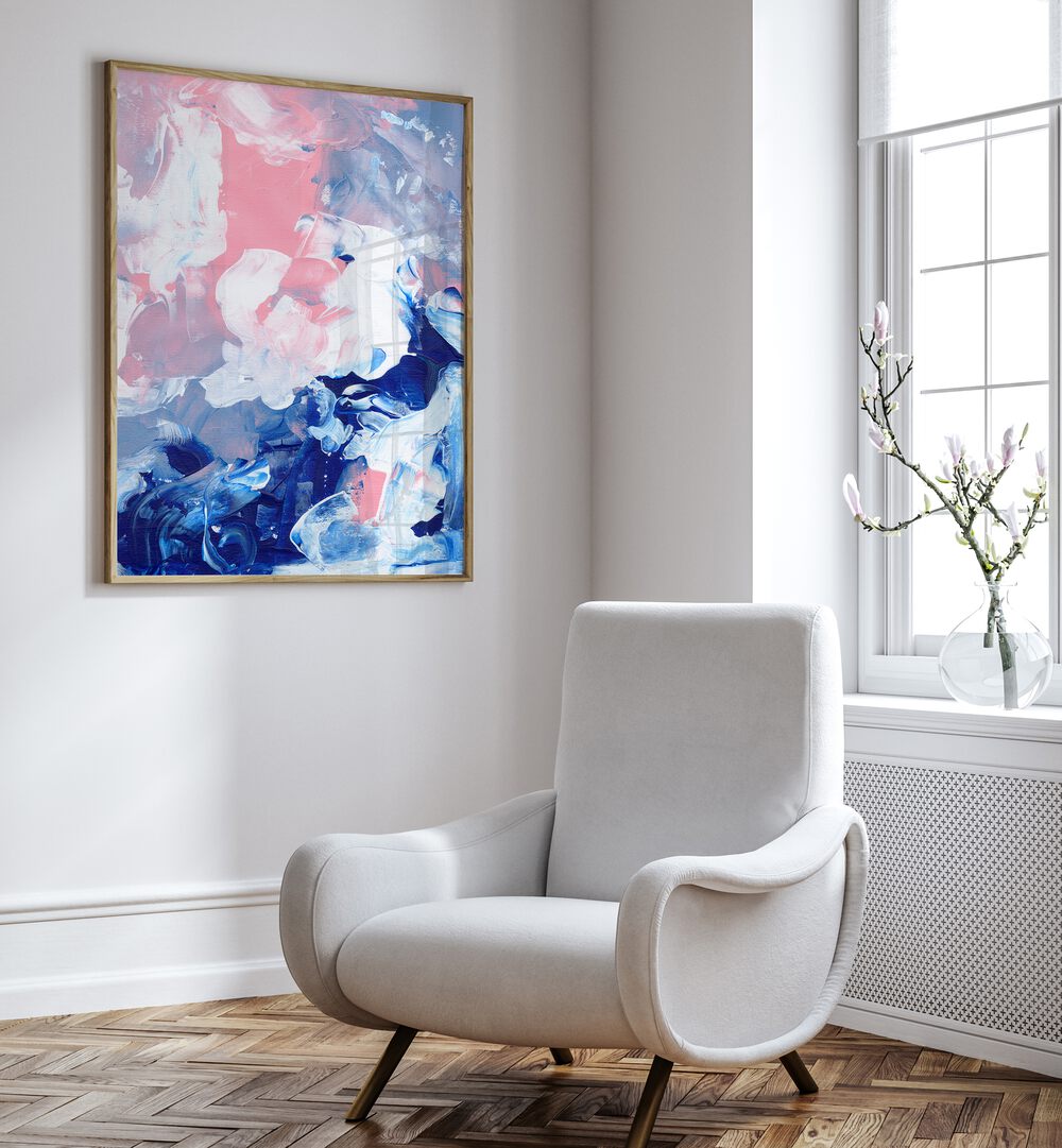 Bright and vibrant CANDY CLOUDS, ABSTRACT PAINTINGS by Ejaaz Haniff transform spaces with playful imagination.