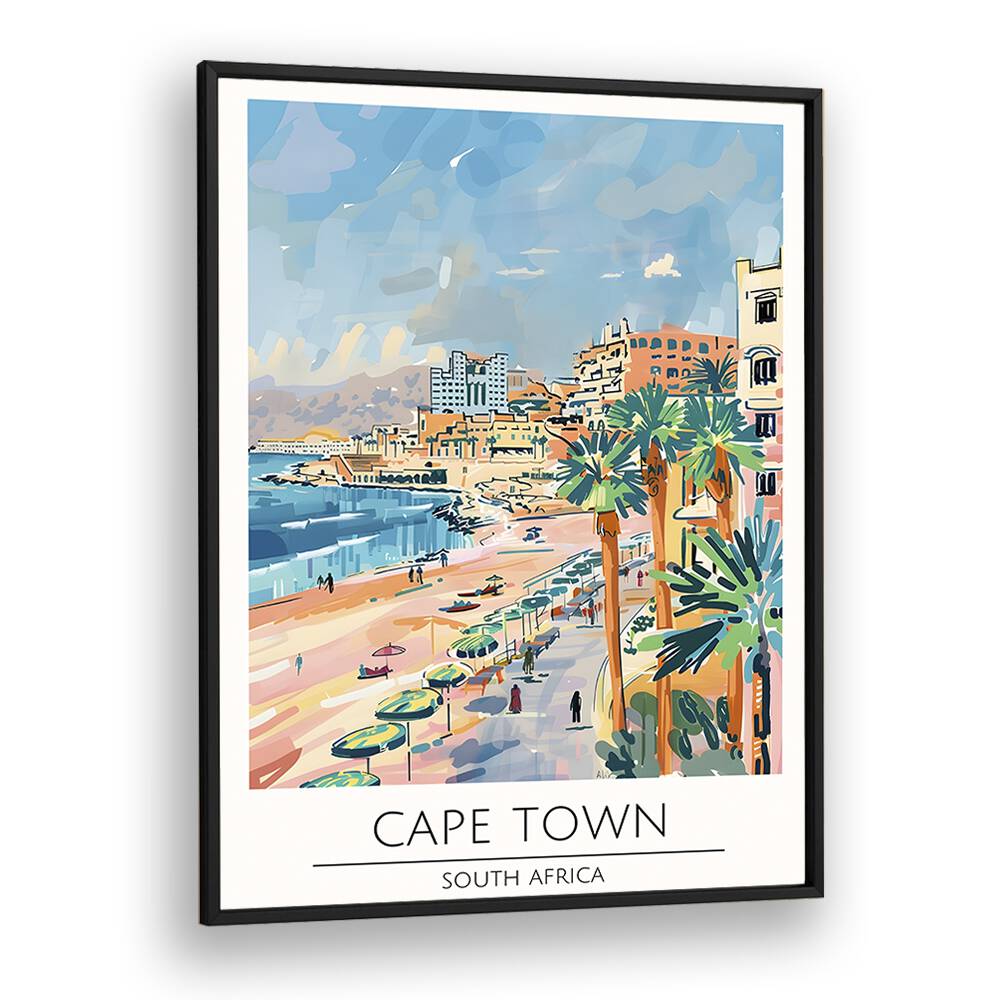 cape town-south africa travel posters in Black Plain Frame