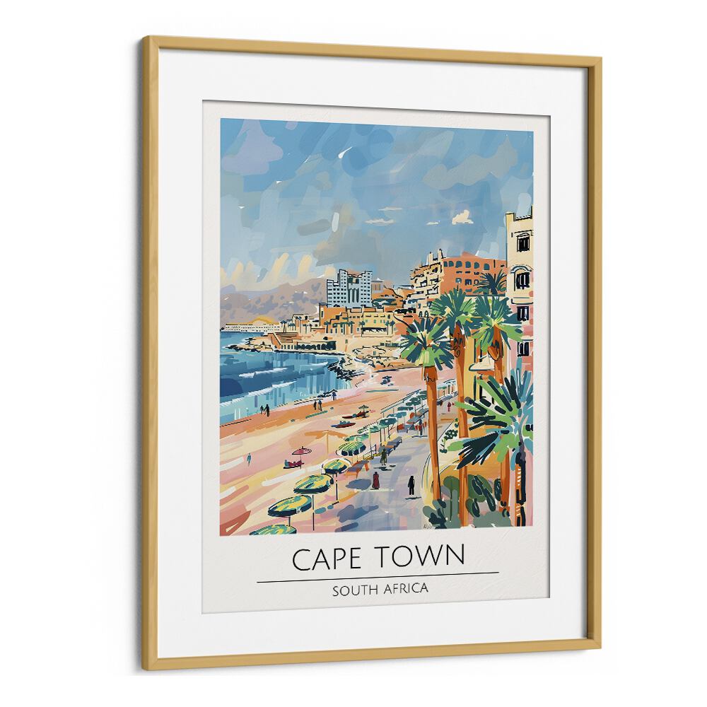 cape town-south africa travel posters in Oak Wood Frame With Mount