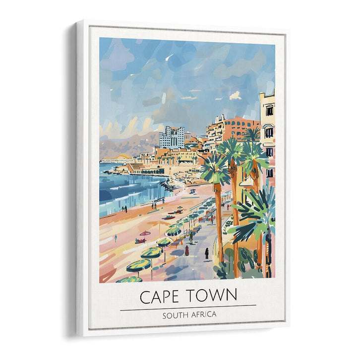 cape town-south africa travel posters in White Floater Frame