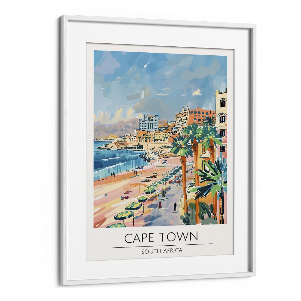 cape town-south africa travel posters in White Frame With Mount