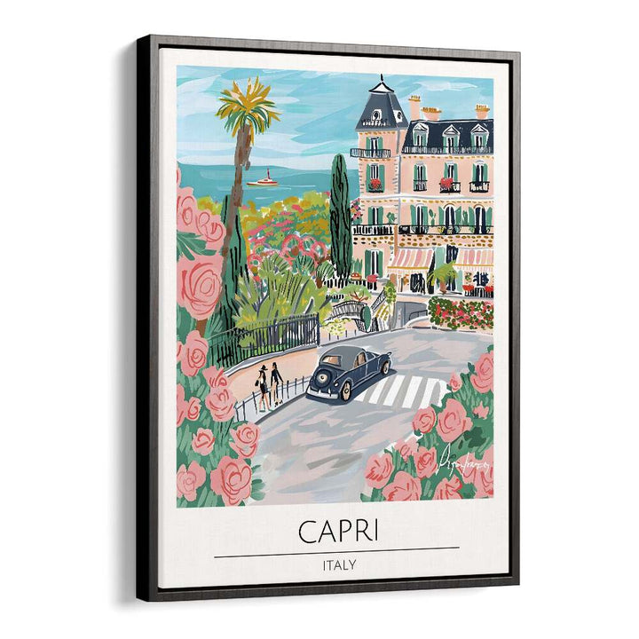 capri-italy travel posters in Black Floater Frame