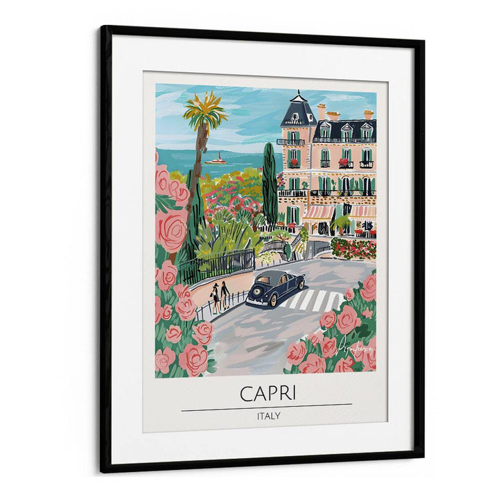 capri-italy travel posters in Black Frame With Mount