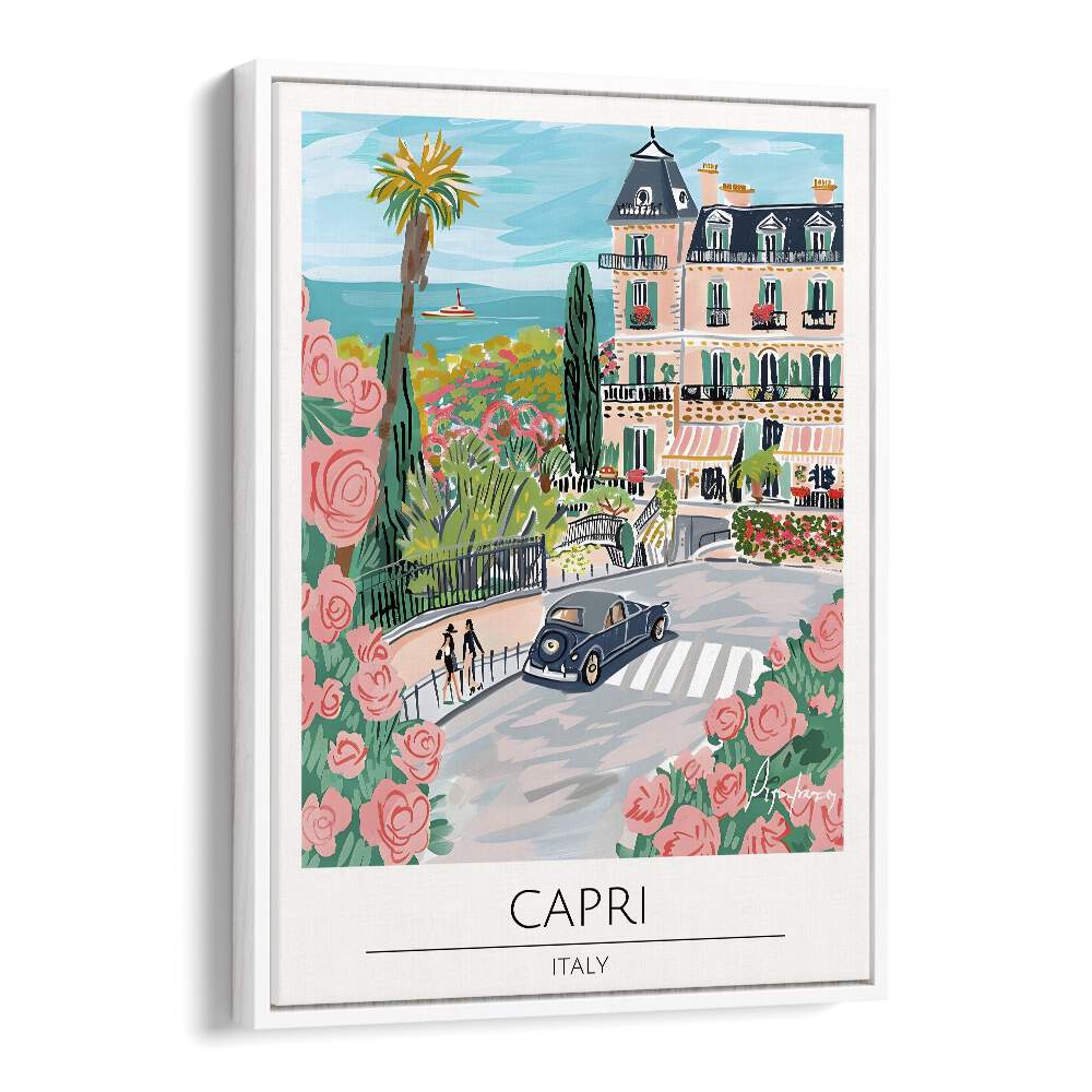 capri-italy travel posters in White Floater Frame