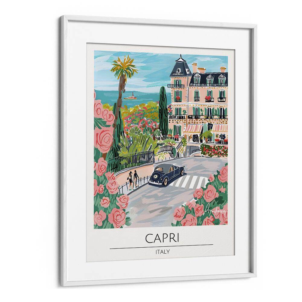 capri-italy travel posters in White Frame With Mount