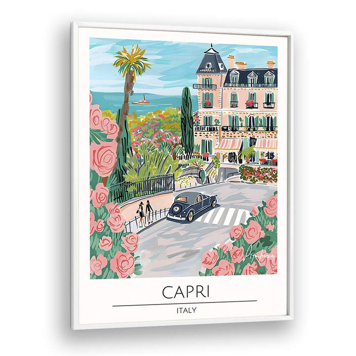 capri-italy travel posters in White Plain Frame