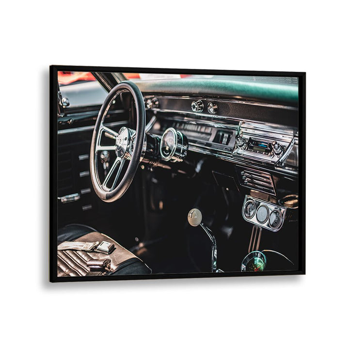 car interior car poster in Black Plain Frame