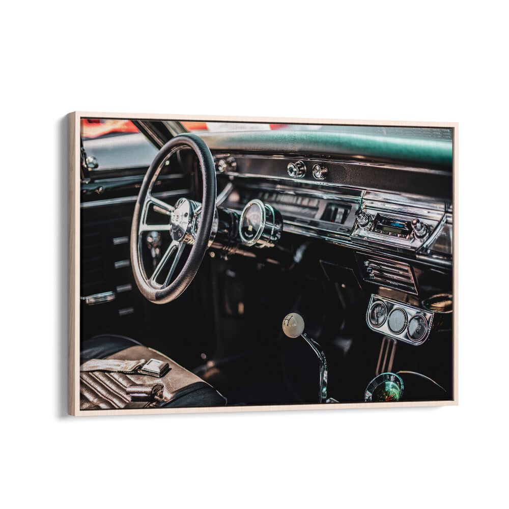 car interior car poster in Oak Wood Floater Frame