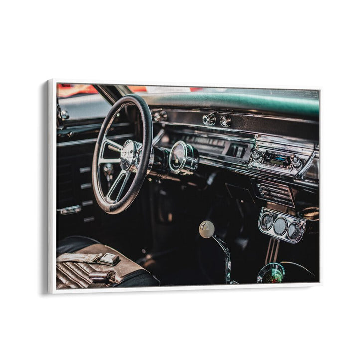 car interior car poster in White Floater Frame