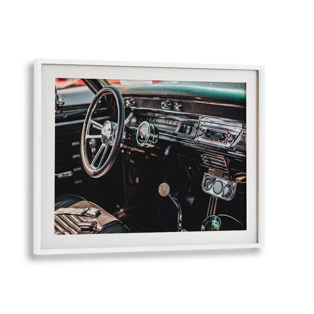 car interior car poster in White Frame With Mount