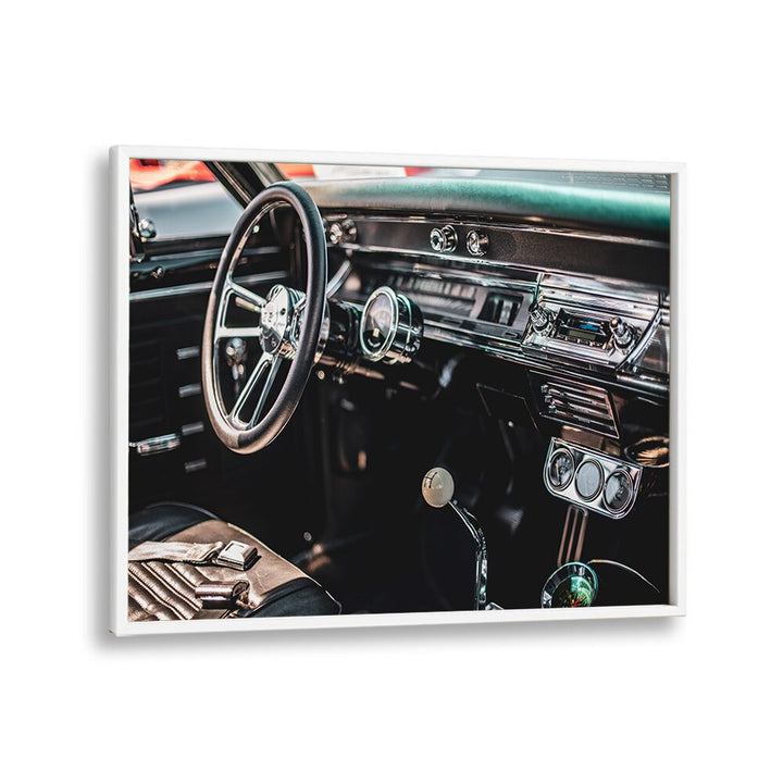 car interior car poster in White Plain Frame