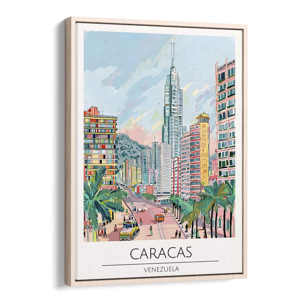 caracas-venezuela travel posters in Oak Wood Floater Frame