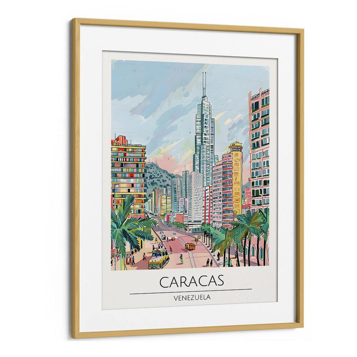 caracas-venezuela travel posters in Oak Wood Frame With Mount