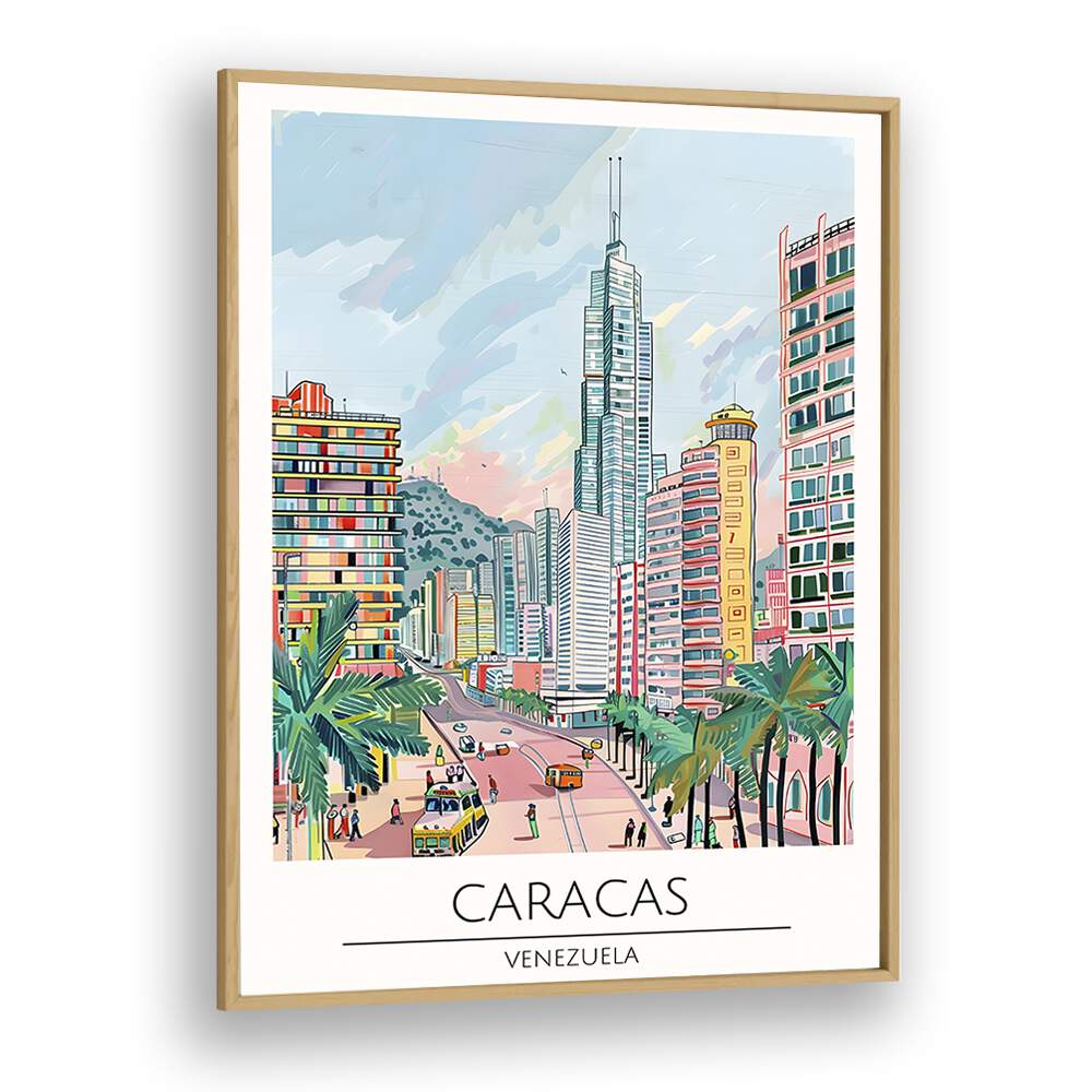 caracas-venezuela travel posters in Oak Wood Plain Frame