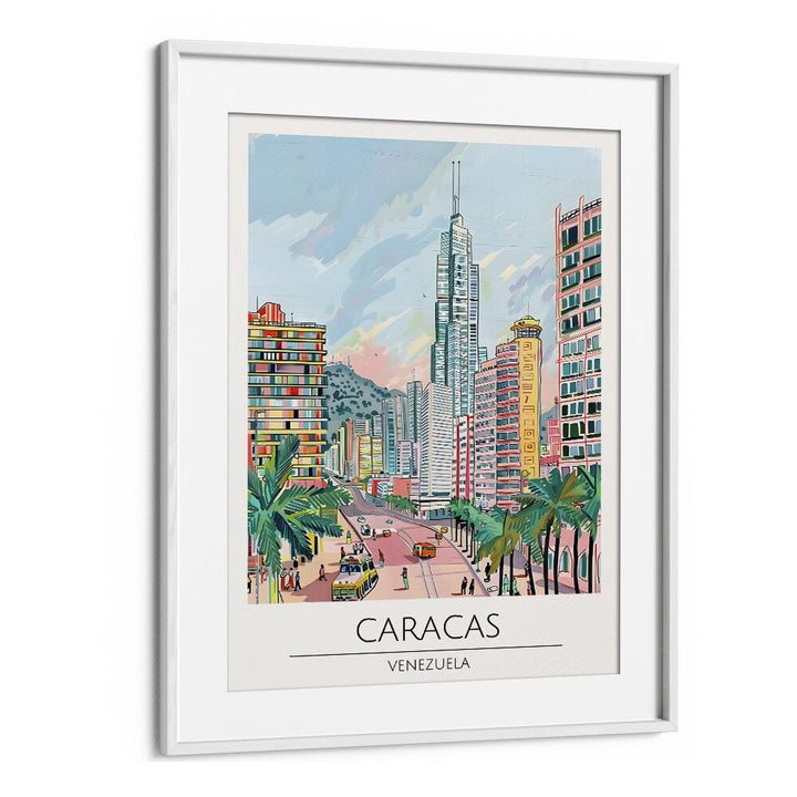 caracas-venezuela travel posters in White Frame With Mount