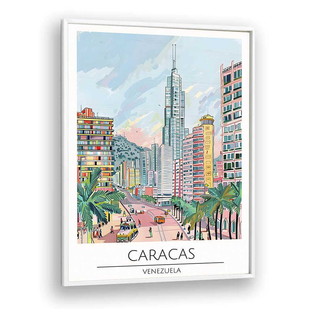 caracas-venezuela travel posters in White Plain Frame