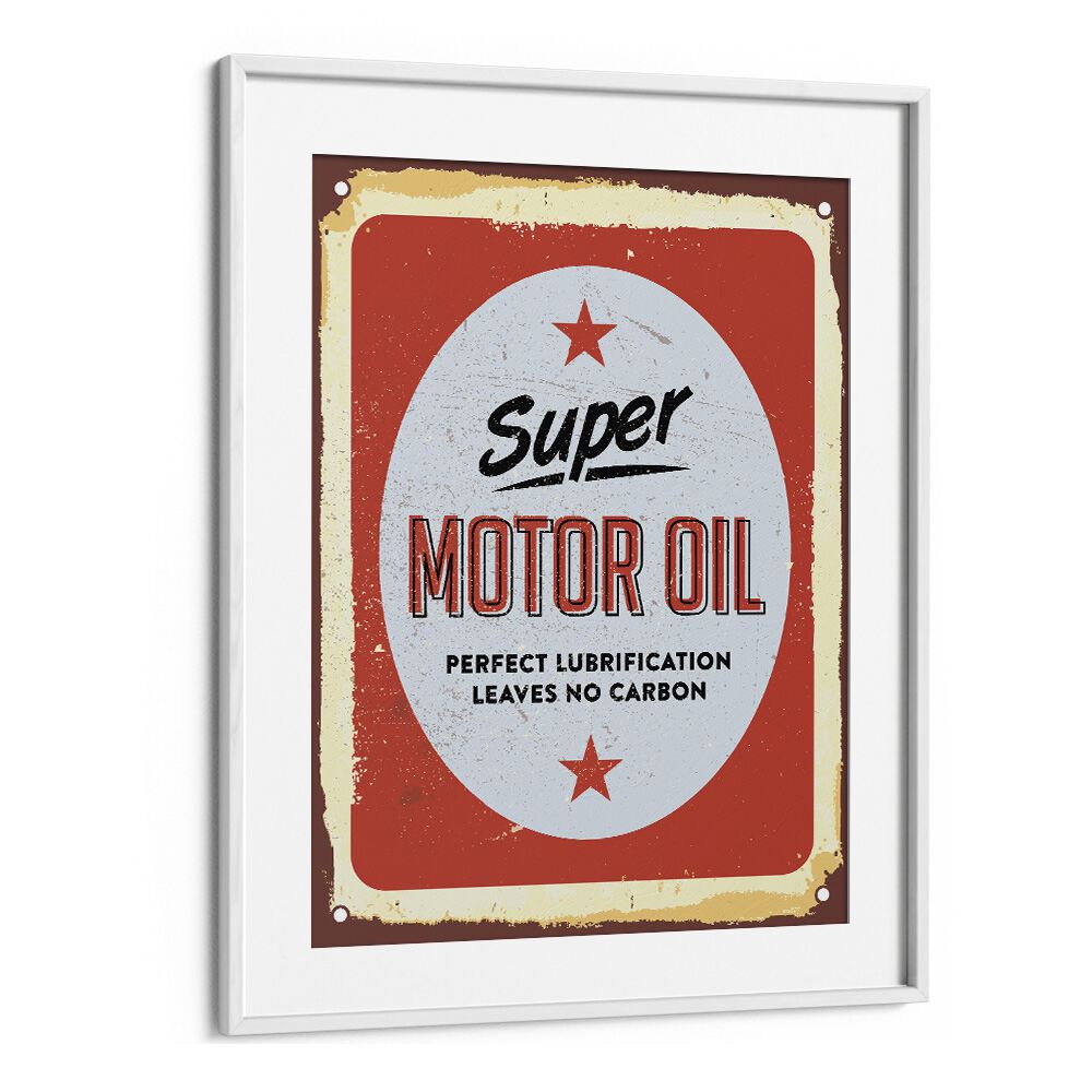 carbon oil car poster in White Frame With Mount