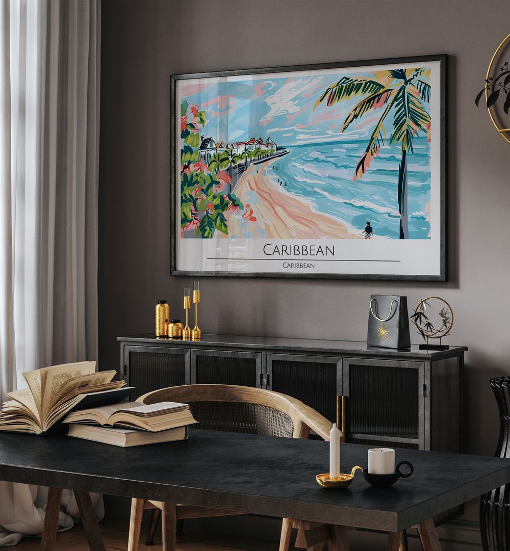 caribbean travel posters Artwork I placed on a Wall 