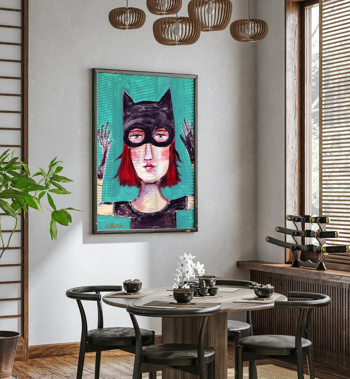 cat lady i women illustration paintings Artwork I placed on a wall