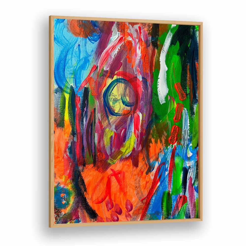 catching up abstract paintings in Oak Wood Plain Frame