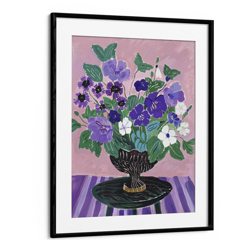 ceramic bouquet bliss electric wall art prints in Black Frame With Mount