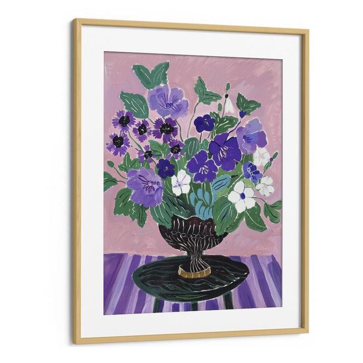 ceramic bouquet bliss electric wall art prints in Oak Wood Frame With Mount