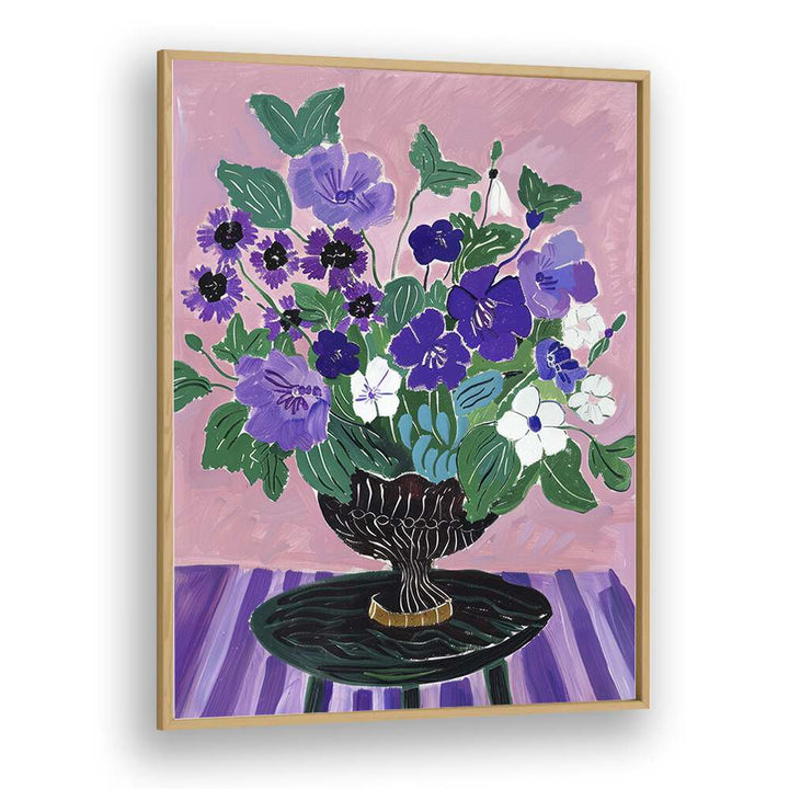 ceramic bouquet bliss electric wall art prints in Oak Wood Plain Frame