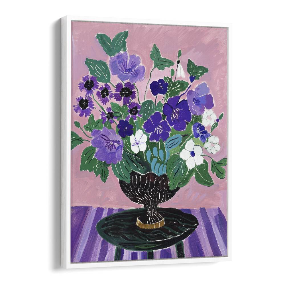 ceramic bouquet bliss electric wall art prints in White Floater Frame