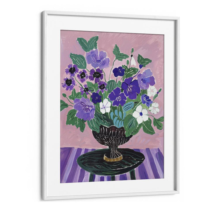 ceramic bouquet bliss electric wall art prints in White Frame With Mount