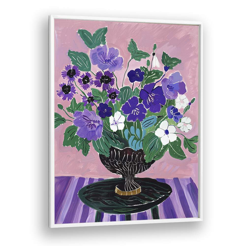 ceramic bouquet bliss electric wall art prints in White Plain Frame