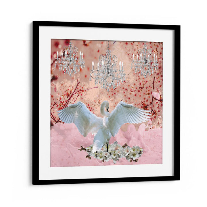 champagne swan by sue skellern wildlife posters wildlife paintings in Black Frame With Mount