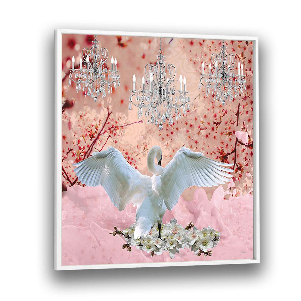 champagne swan by sue skellern wildlife posters wildlife paintings in White Plain Frame